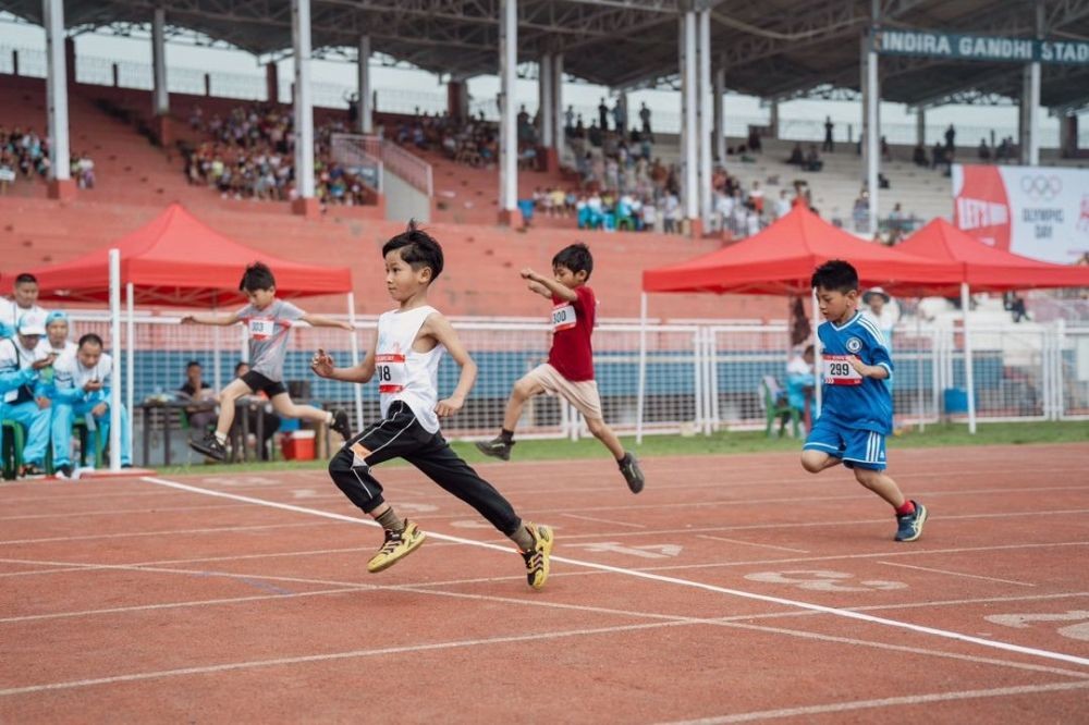 Moments from the Olympic Day Run 2024 at Indira Gandhi Stadium, Kohima on June 22. Organized by the Nagaland Olympic Association, the event witnessed participation from 229 enthusiastic young athletes aged 6 to 12 years. (Photo Courtesy: X)